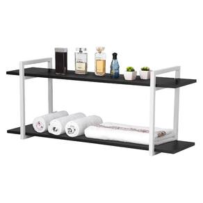 Nicho Banheiro Branco Com Prateleiras Preto 100cm
