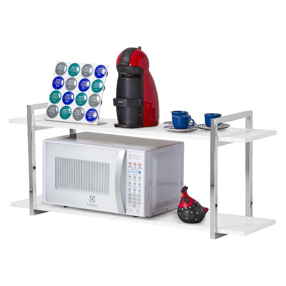 Nicho Cozinha Cromado Com Prateleiras Branco 60cm