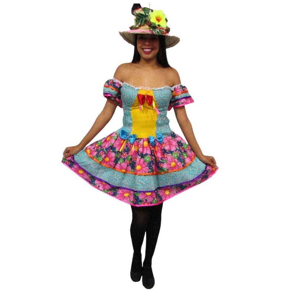Vestido Festa Junina Rodado Caipira Adulto Florisbela