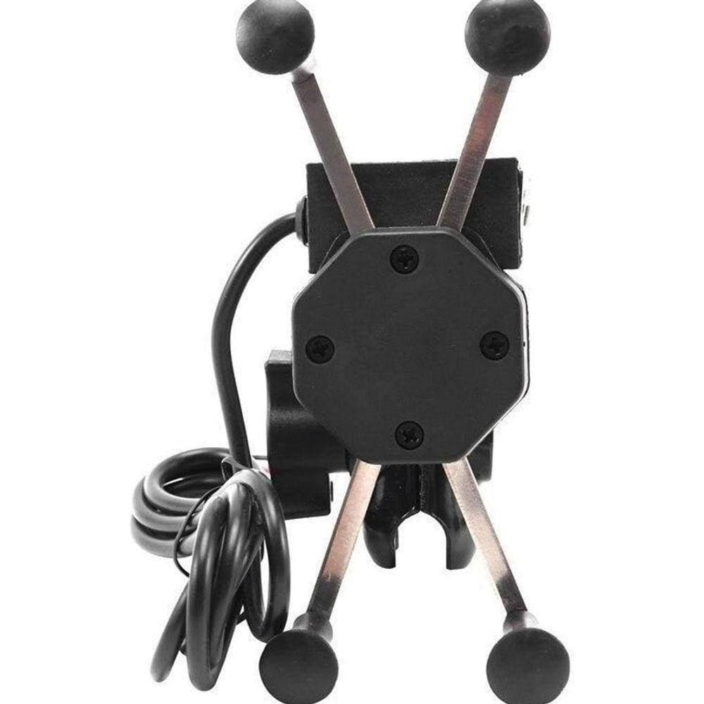 Suporte Garra Para Celular Moto Universal Com Carregador Usb