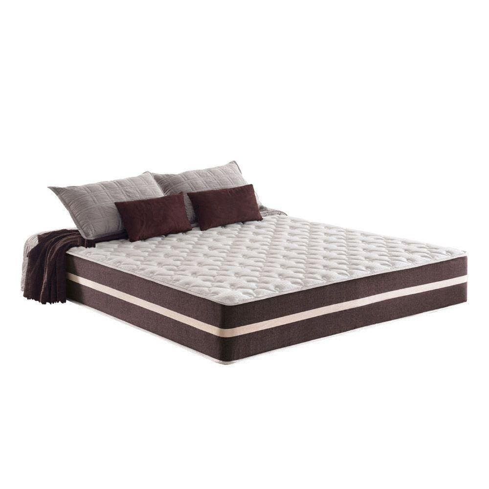 Cama Base Box Casal Branco + Colchão De Molas Anjos Classic Superlastic - 138x188