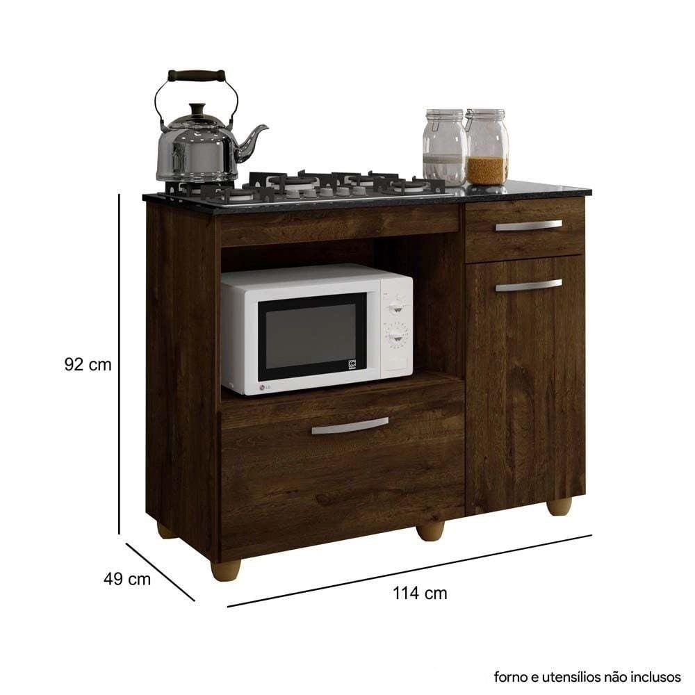 Kit Balcão Violeta Ipê Com Cooktop Vermelho 5 Bocas Bivolt Chamalux