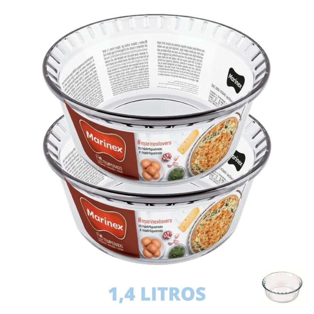 Forma Suflê Travessa Assadeira 1,4 L de Vidro Marinex - 2 Un