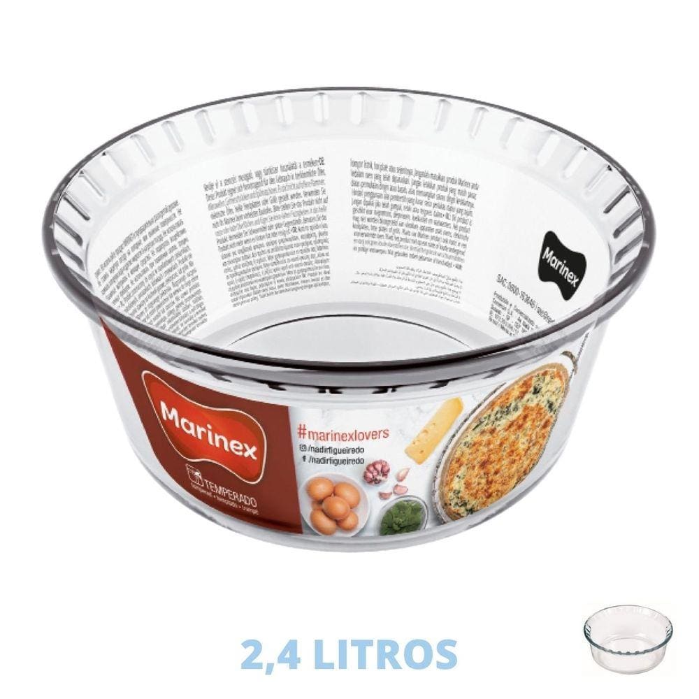 Forma Suflê Travessa Assadeira 2,4 L Clássica Vidro Marinex