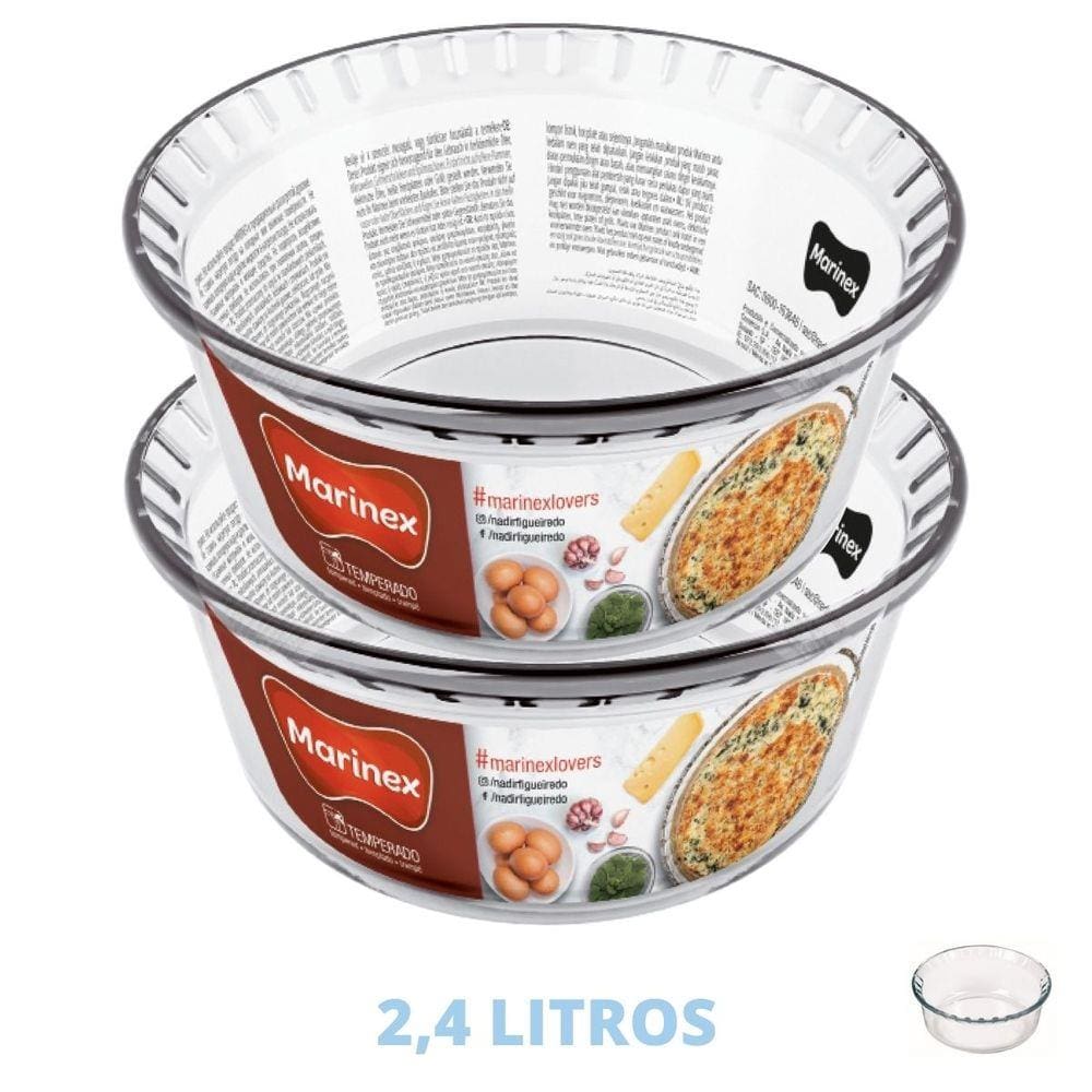 Forma Suflê Travessa Assadeira 2,4 L de Vidro Marinex - 2 Un
