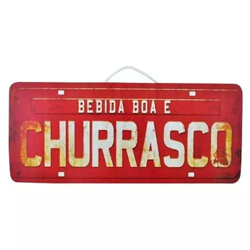 Placa De Carro Decorativa Em Madeira Bebida Boa E Churrasco