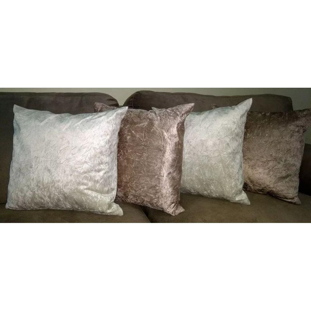 Kit 4 Almofadas Decorativas Sued Palha E Bege Amassado 45x45