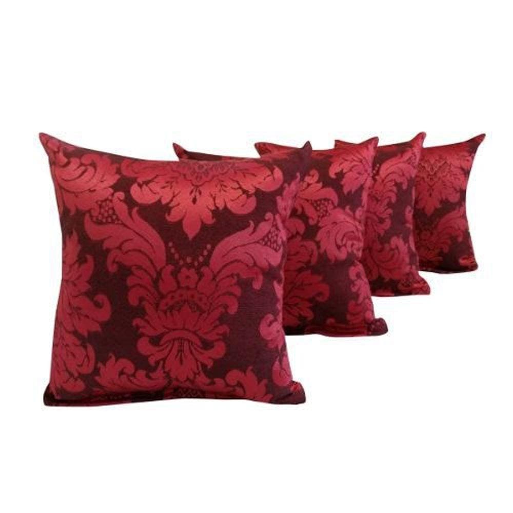 Kit 4 Almofadas Silicone Jacquard Medalhão Vermelho Macia