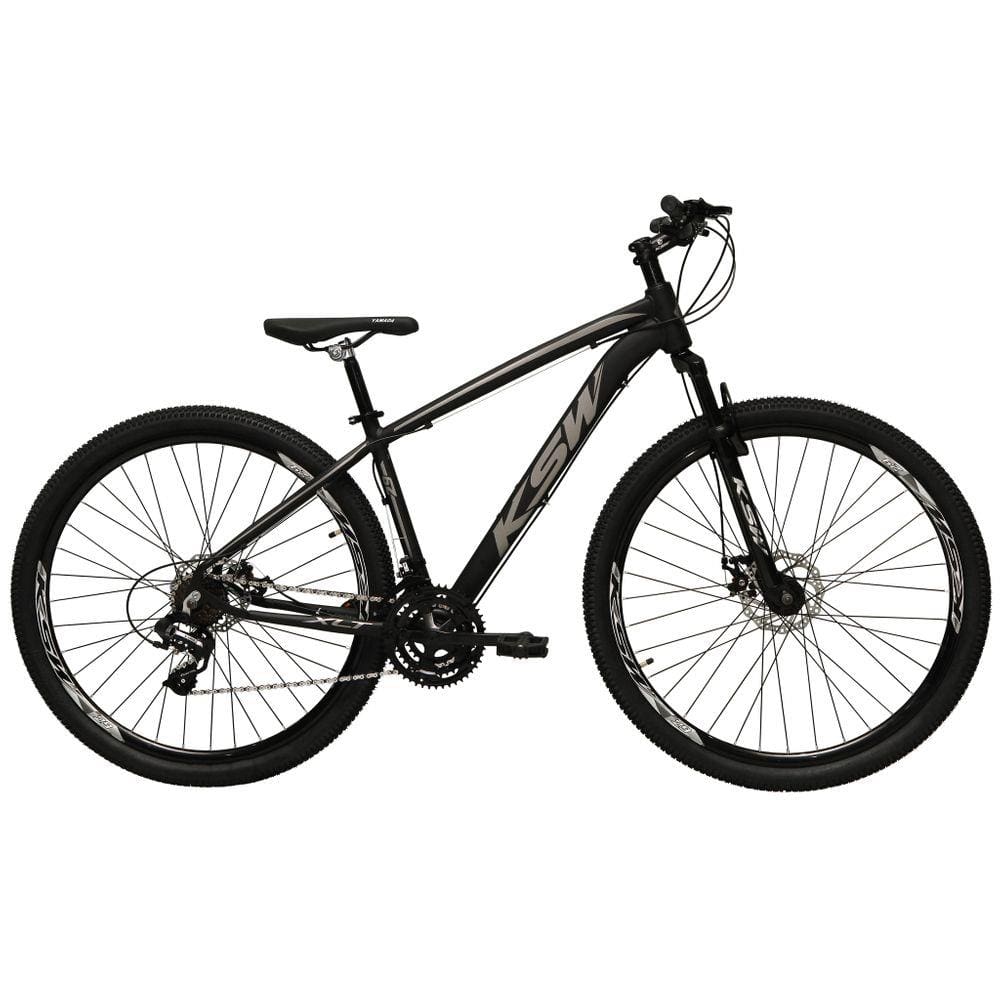 Bicicleta Aro 29 Ksw Xlt 27v Freios Hidráulicos K7 Garfo com Trava - Preta com Prata