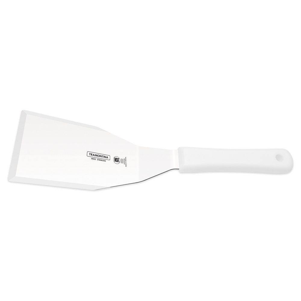 Espátula para hambúrguer 6"x3" Tramontina em Aço Inox e Cabo Branco Tramontina