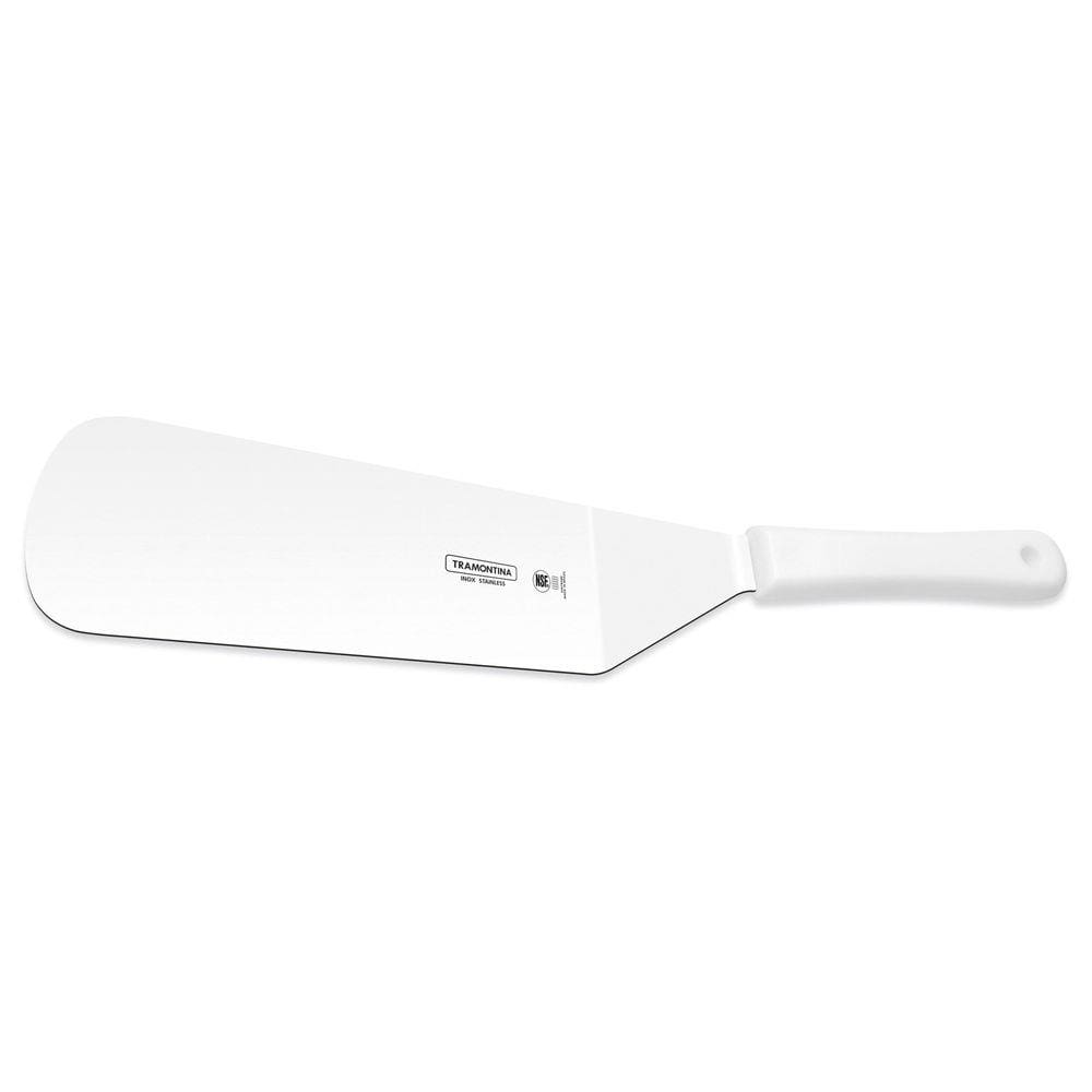 Espátula para frituras 9”x3” Tramontina Lâmina em Aço Inox e Cabo Branco Tramontina