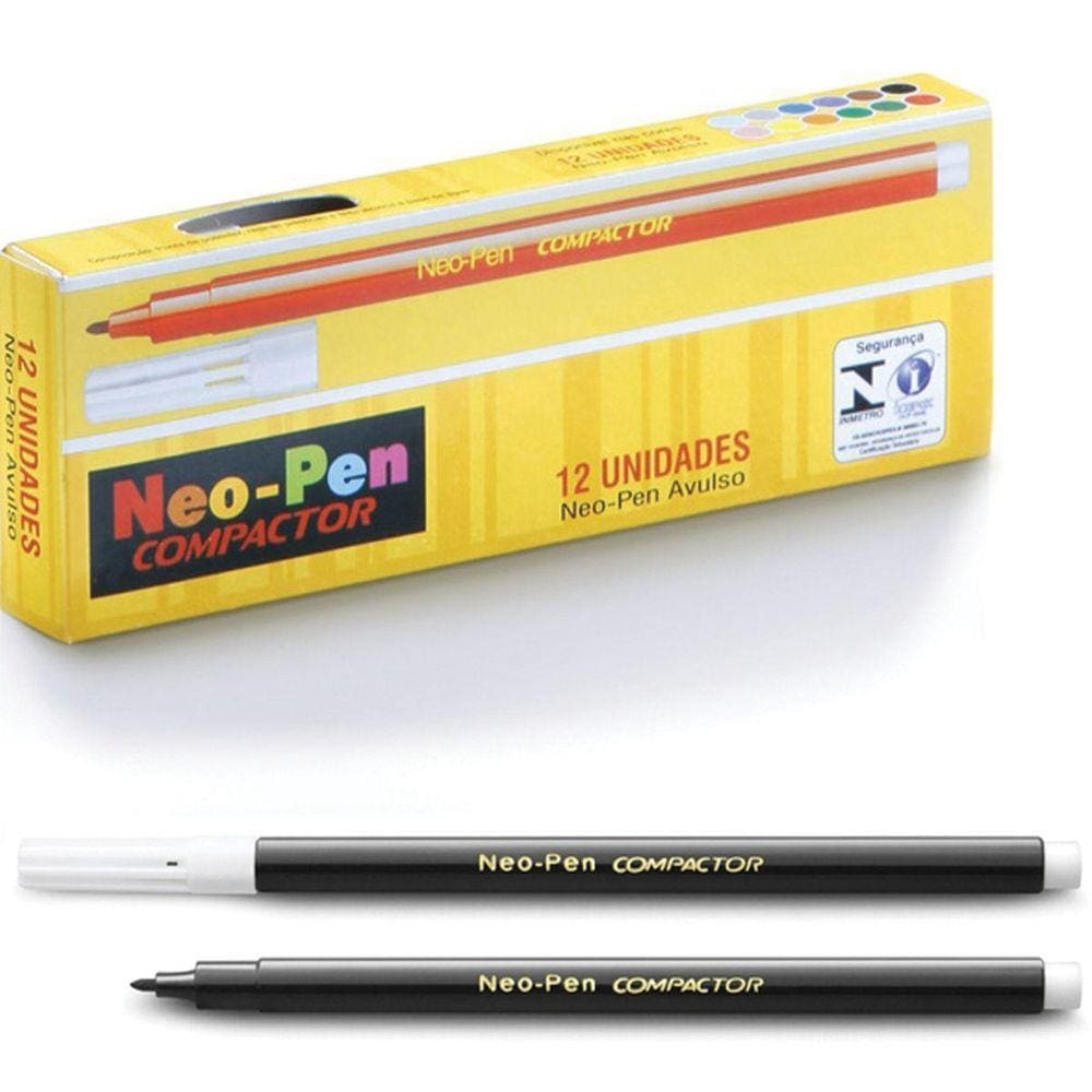 Kit 12 Canetas Hidrográfica Neo-Pen Gigante Preta