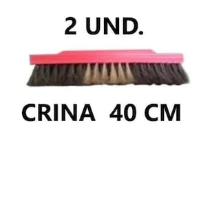 Kit 2 Vassoura Pelo Natural Crina 40 Cm S/ Cabo
