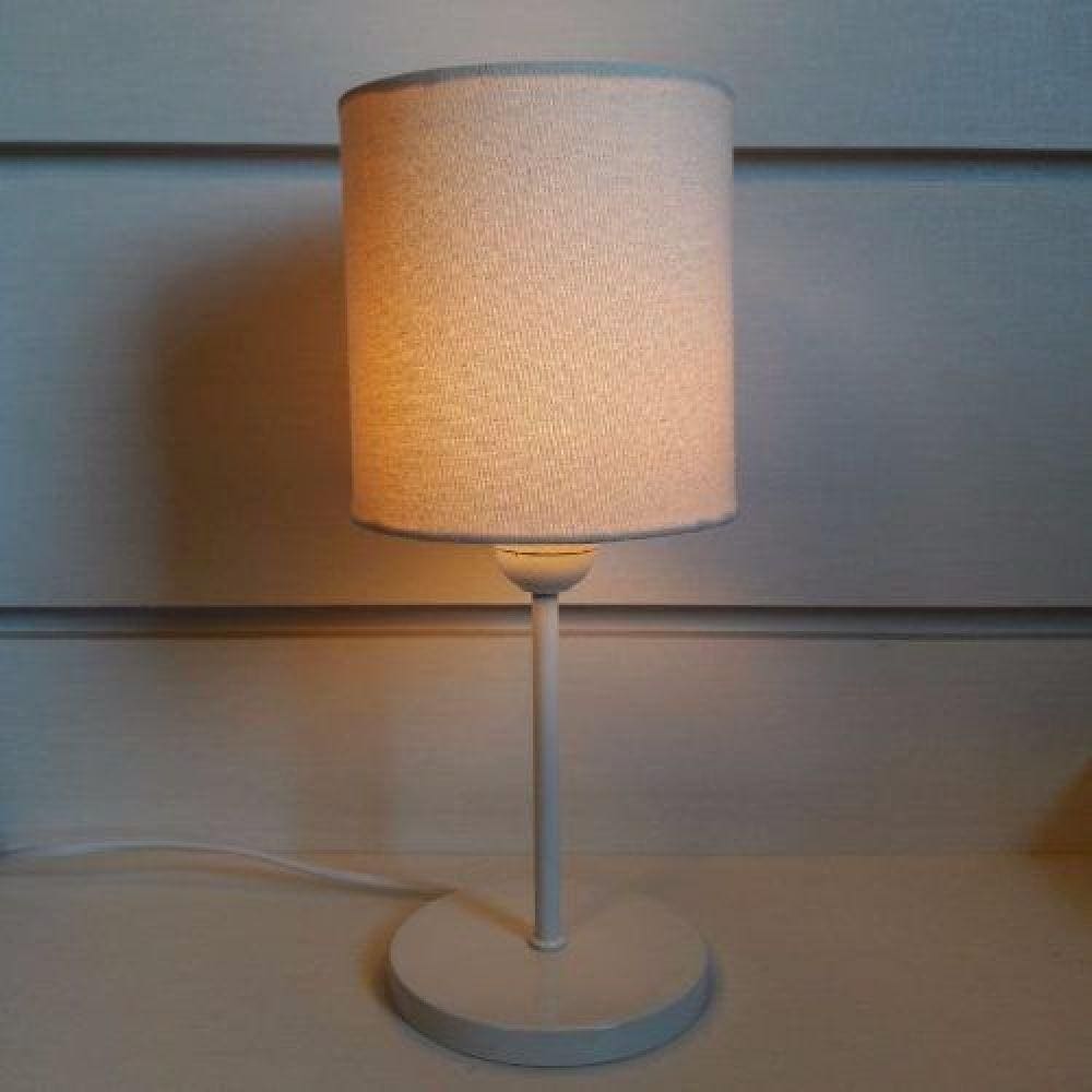 Abajur Mesa Cúpula Tecido Cilindrica 14cm Algodão Cru Bivolt