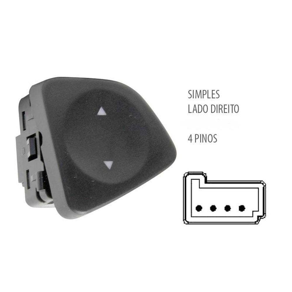 Botão Interruptor Vidro Elétrico Simples Uno Direito