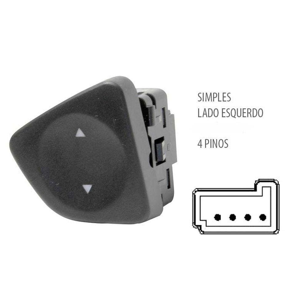 Botão Interruptor Vidro Elétrico Simples Uno Esquerdo