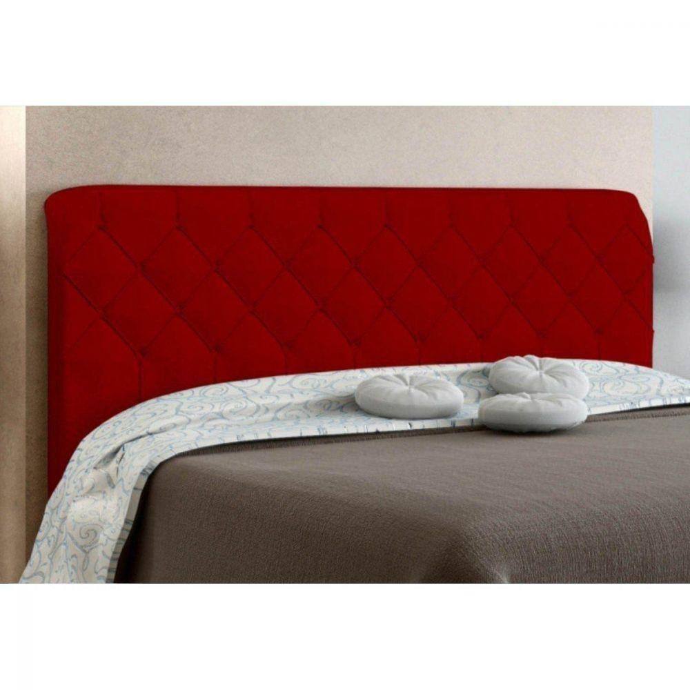 Cabeceira Box Casal 140cm Paris Amassado Vermelho