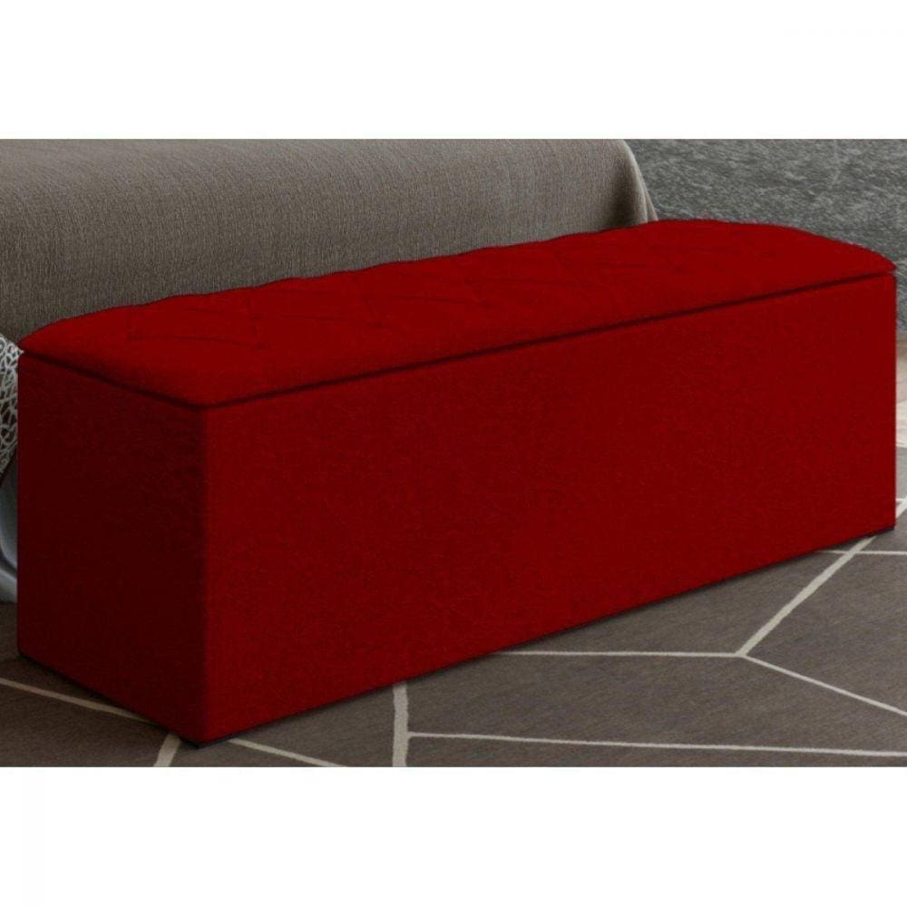 Calçadeira Baú 140cm Paris Amassado Vermelho