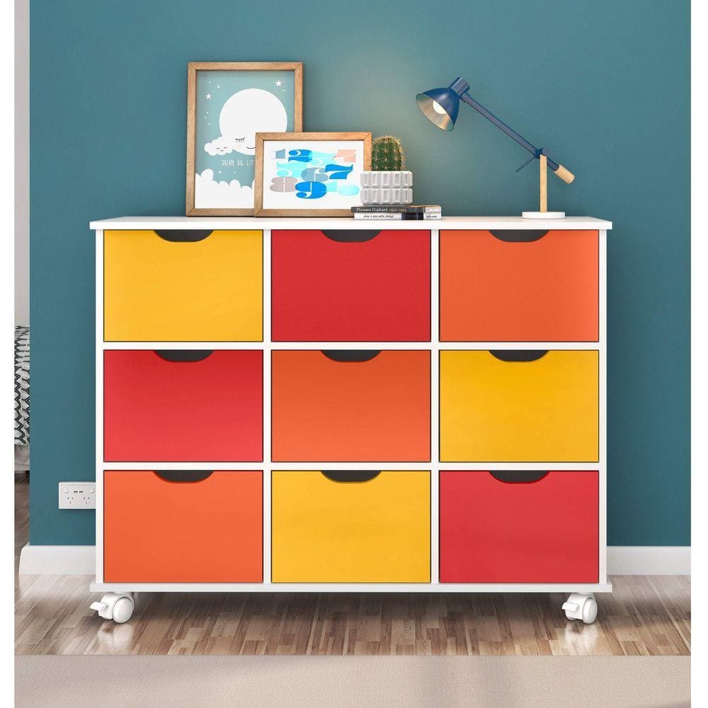 Nicho Organizador com 9 Gavetas Qmovi Branco/Colorido