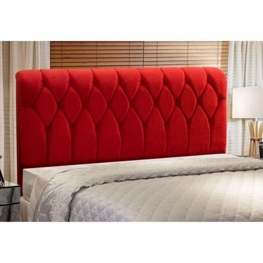 Cabeceira Box Casal 195cm Miami Suede Amassado Vermelho