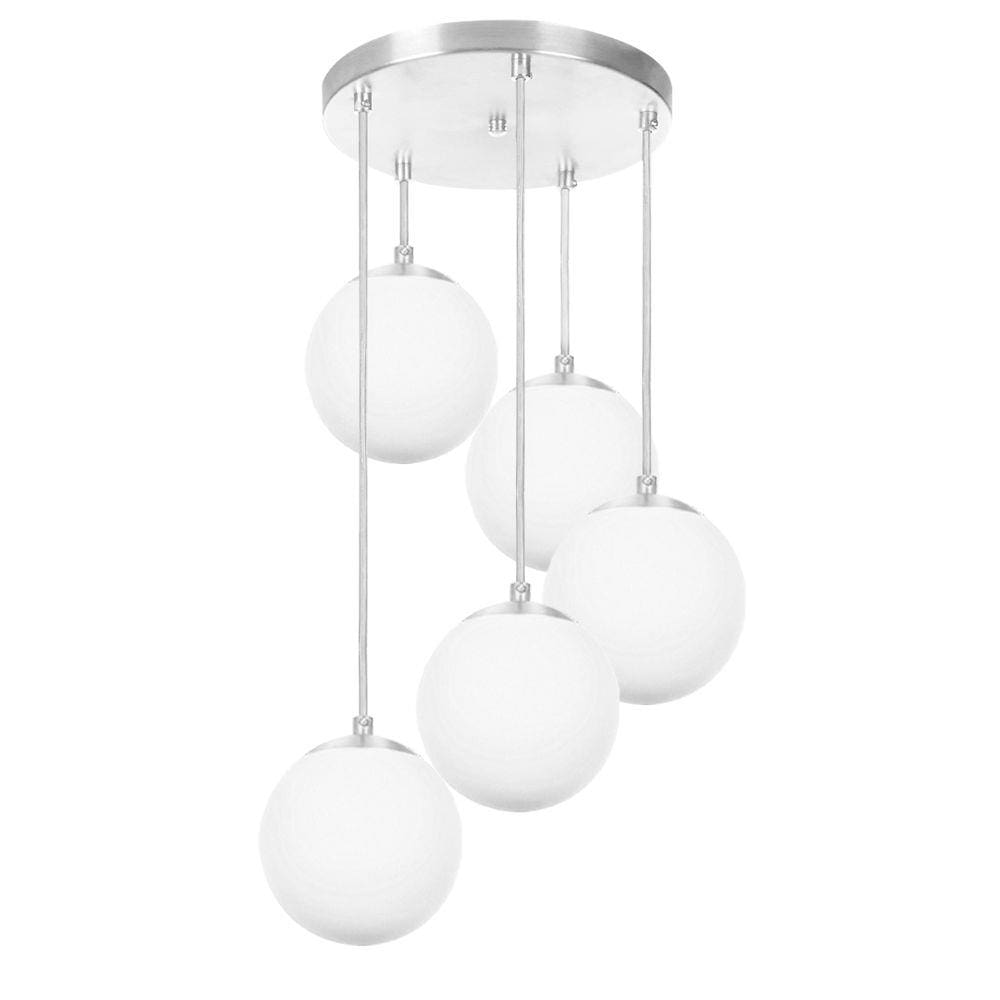 Lustres Pendentes Quíntuplo Orby Bolinha Escovado