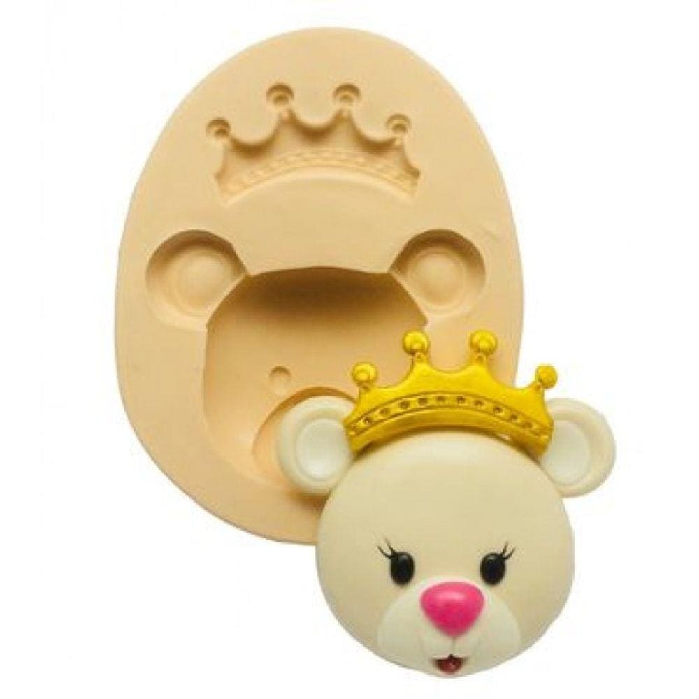 Molde De Silicone Rosto Ursa Princesa, Coroa