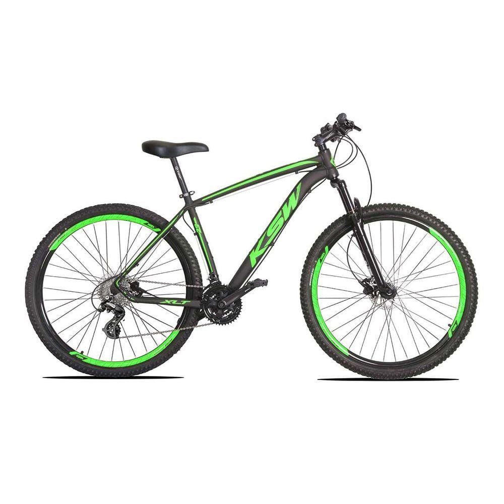 Bicicleta Aro 29 KSW XLT Altus 24v e Trava Preto com Verde 21
