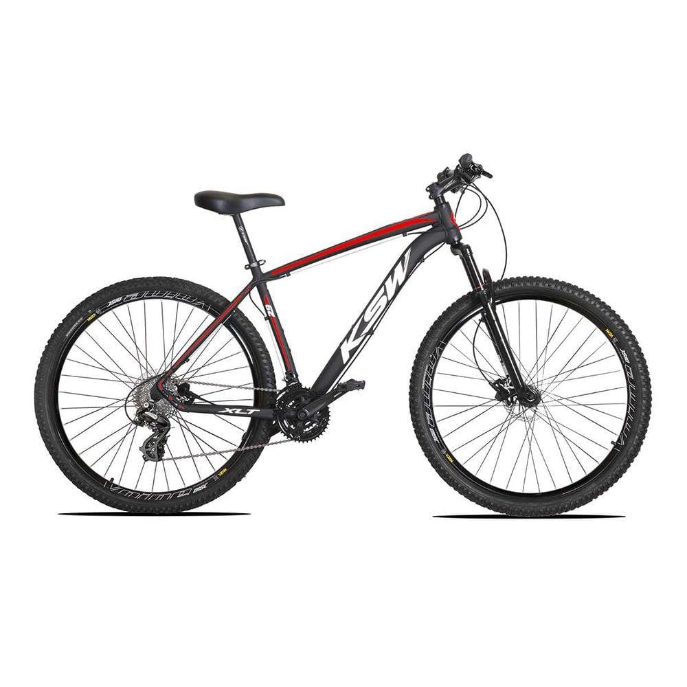 Bicicleta Aro 29 KSW XLT Altus 24v e Trava Preto com Branco e Vermelho 15