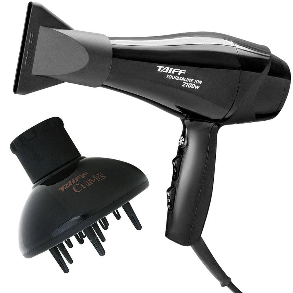 Kit Taiff - Secador Profissional New Tourmaline Ion 2100W 220V - Difusor De Ar Curves
