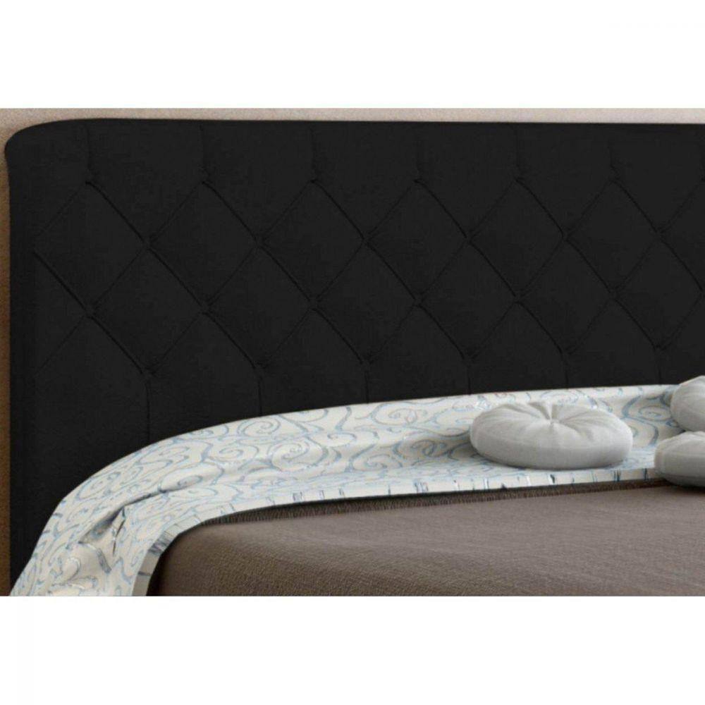 Cabeceira Box Casal 140cm Paris Amassado Preto