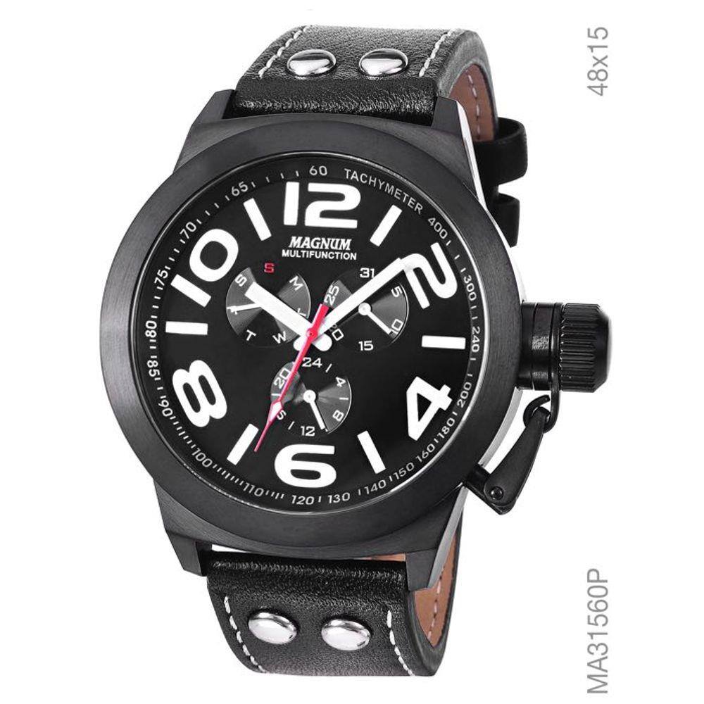 Relógio Magnum Masculino Sports MA33406P Pulseira de Couro