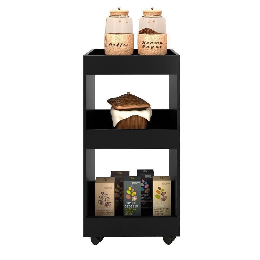 Armário Multiuso para Cozinha com Rodízios Mpozenato Preto