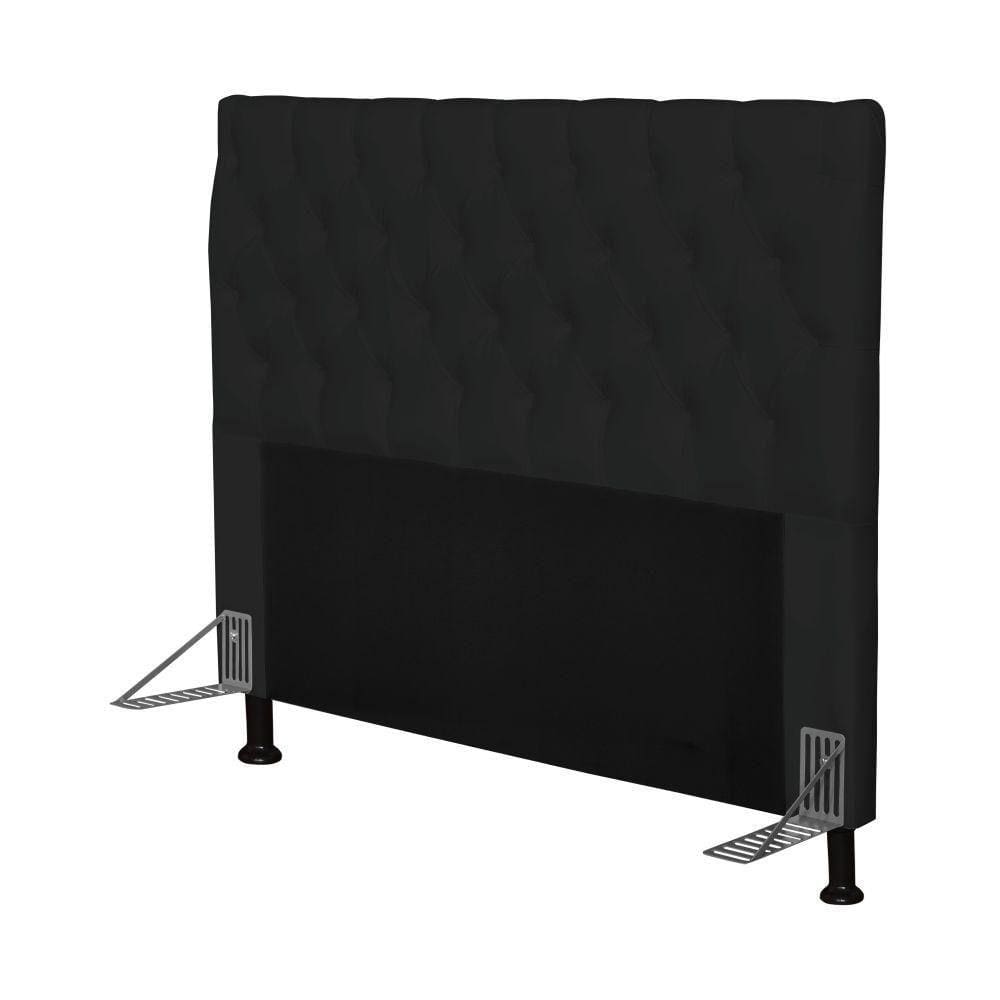 Cabeceira Cama Box Casal 195cm Cristal Corino Preto