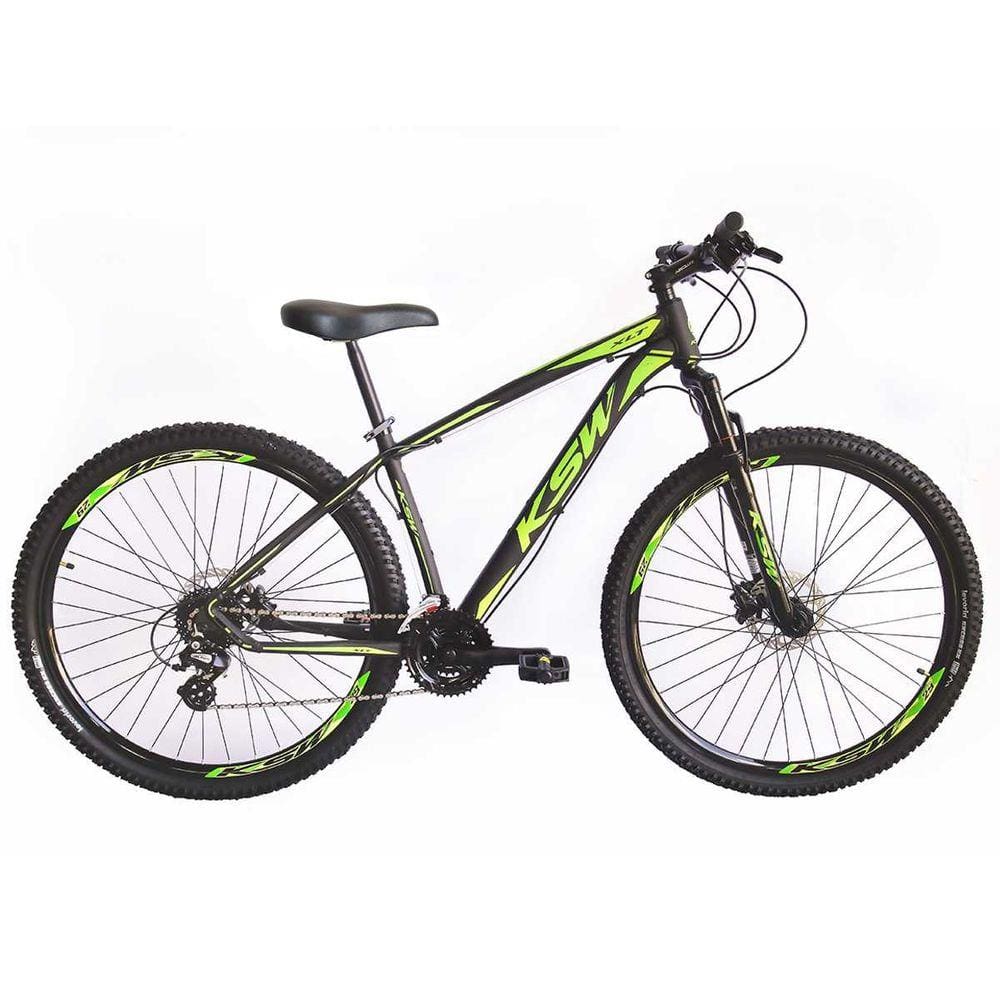 Bicicleta Aro 29 KSW XLT 2020 Altus 24v e Trava Preto com Verde 19