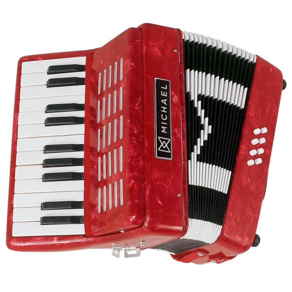 Acordeon 8 Baixos Michael ACM0822 PRD Vermelho Perolado Com Bag