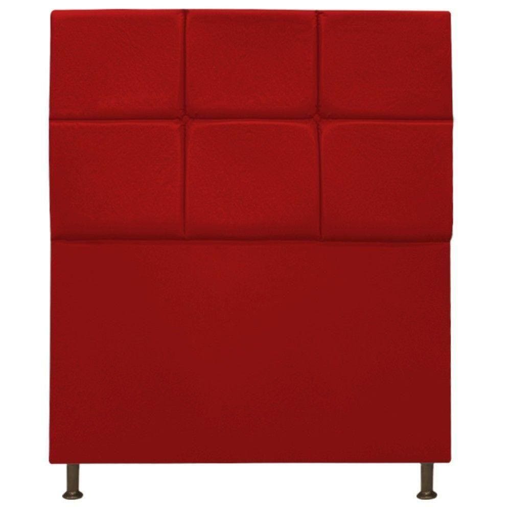 Cabeceira Estofada Damares Solteiro Botonê Suede Vermelho