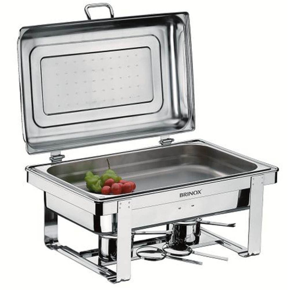 Rechaud Retangular Duplo 8L com 2 Cubas 1/2 Banho Maria Aço Inox Savoy Brinox