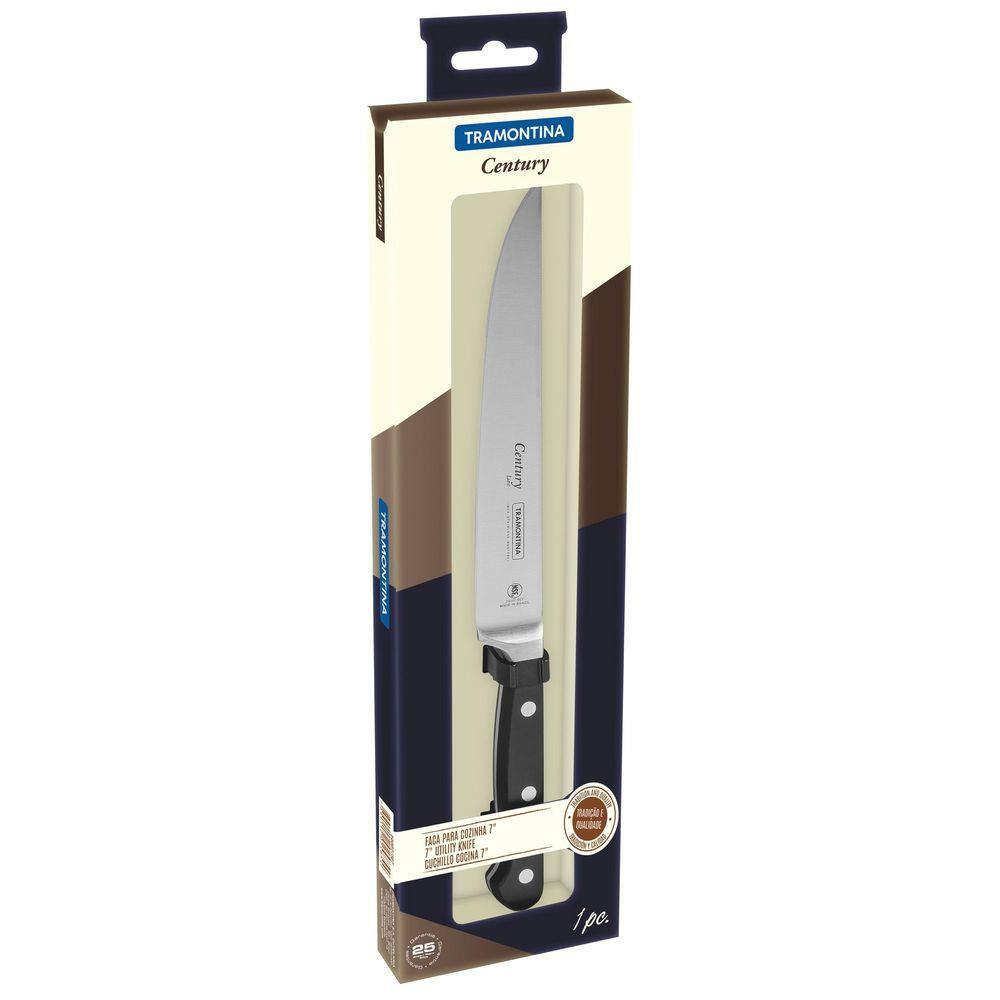 Faca para Cozinha Tramontina Century com Lâmina em Aço Inox e Cabo de Policarbonato e Fibra de Vidro 7" Tramontina