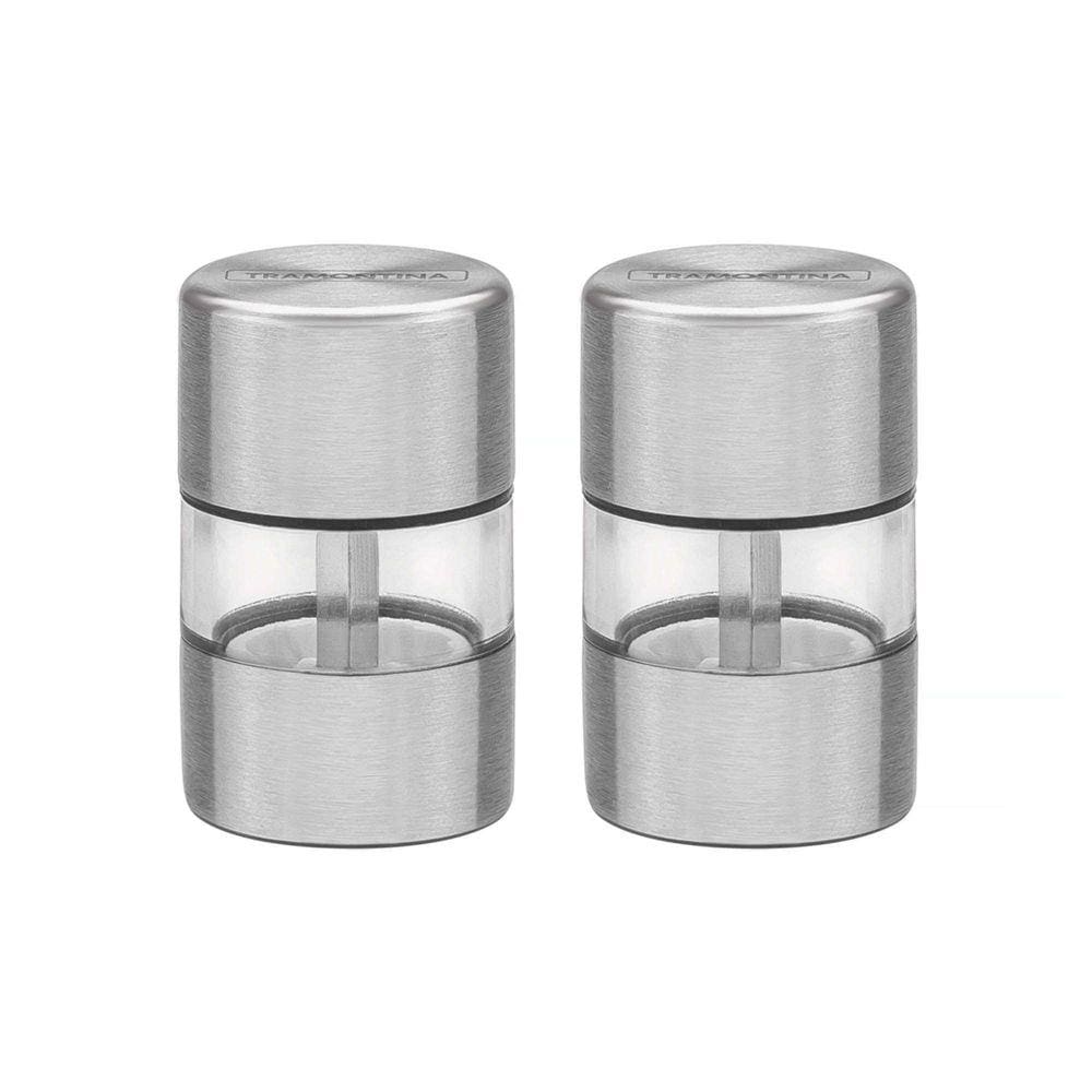Conjunto de Moedores para Sal e Pimenta Tramontina Realce em Aço Inox e Acrílico com Moinho em Cerâmica 2 Peças Tramontina
