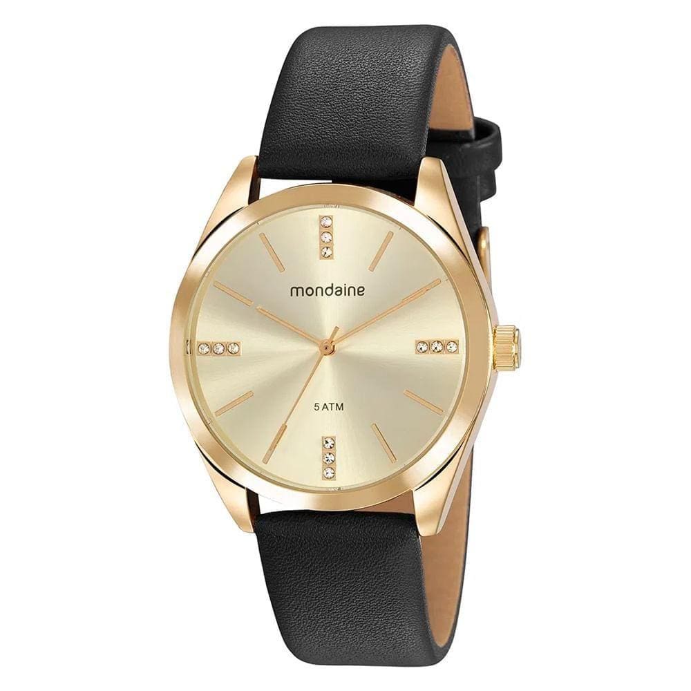 Relógio Feminino Mondaine Preto e Dourado - 76732LPMVDH1