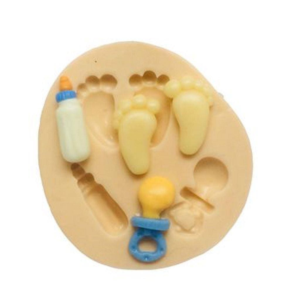 Molde De Silicone Chá De Bebê, Pés, Chupeta, Mamadeira