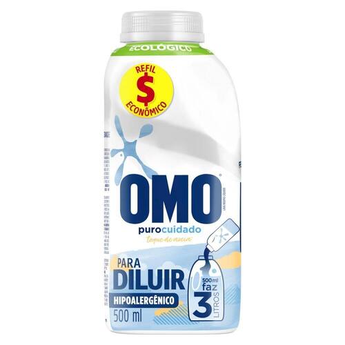 Lava Roupas Líquido Omo Puro Cuidado para Diluir Frasco 500ml Refil Econômico Menor preço em Lava Roupas Líquido Omo Puro Cuidado para Diluir Frasco 500ml Refil Econômico