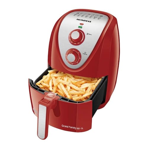 imagem-Fritadeira Air Fryer Mondial AFN-50-BI, 5L, 1900W Vermelho/Inox - 110v