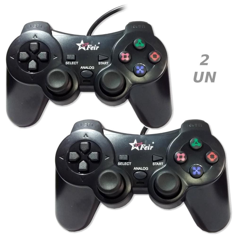 Kit 2 Controle Usb Para Pc Computador Joystick Dualshock