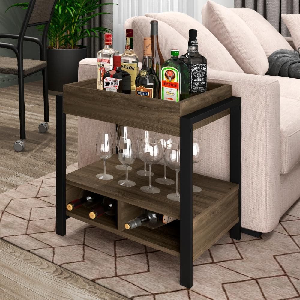 Mini Bar Madeirado e Tubos Pretos Carraro