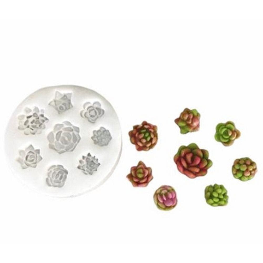 Molde De Silicone Mini Suculentas, Resina, Confeitaria, Biscuit Molds Planet