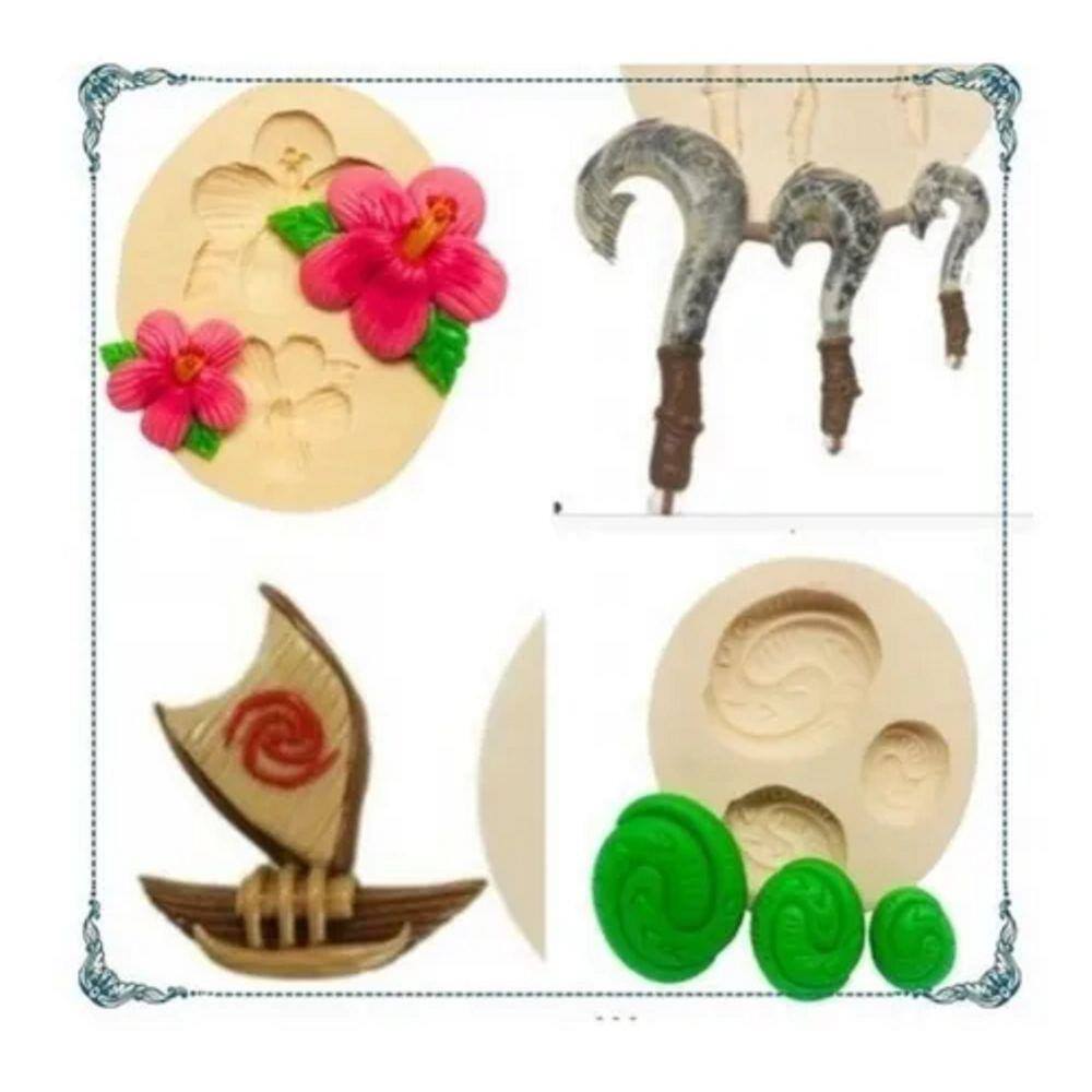 Molde De Silicone Kit Moana, Resina, Confeitaria, Biscuit Molds Planet