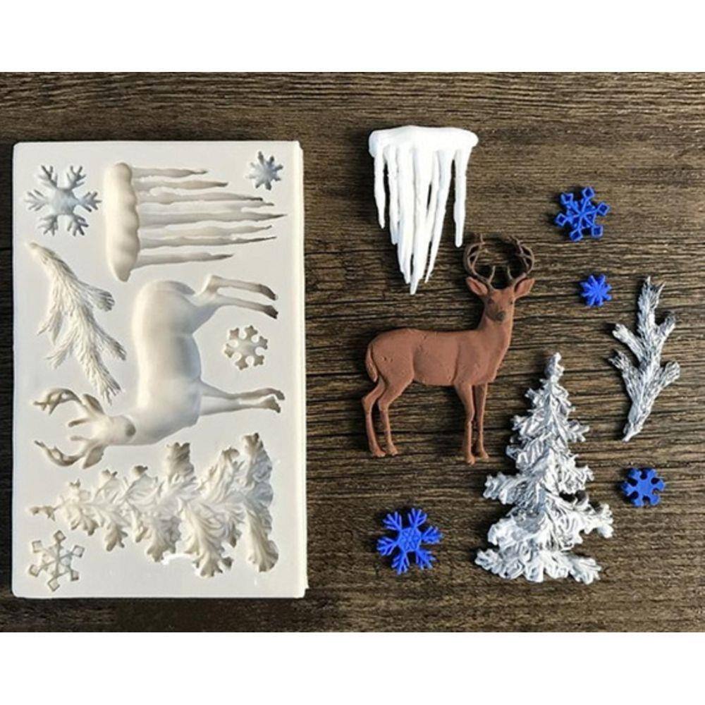 Molde De Silicone Natal, Rena, Neve, Resina, Confeitaria, Biscuit Molds Planet