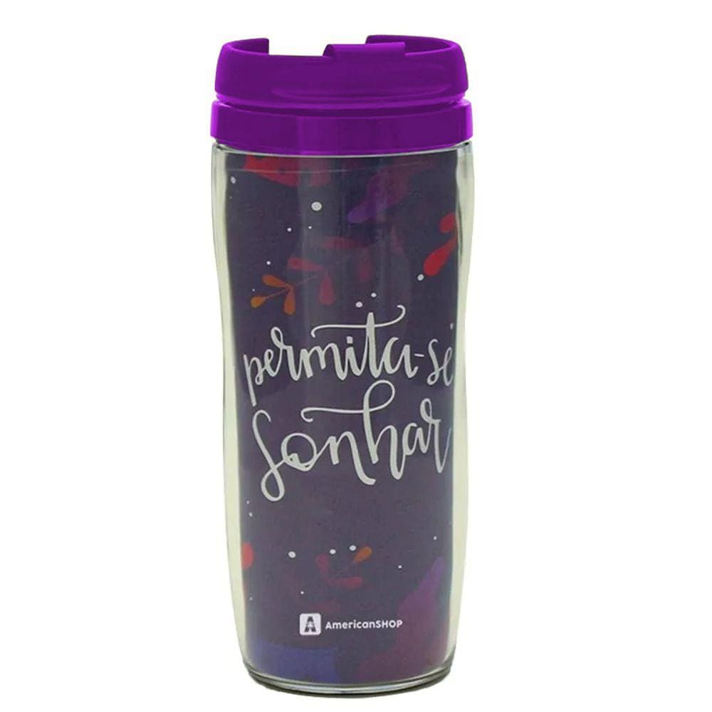 Copo Viagem Permita-Se 350ml Tampa Lilás American Shop 10214