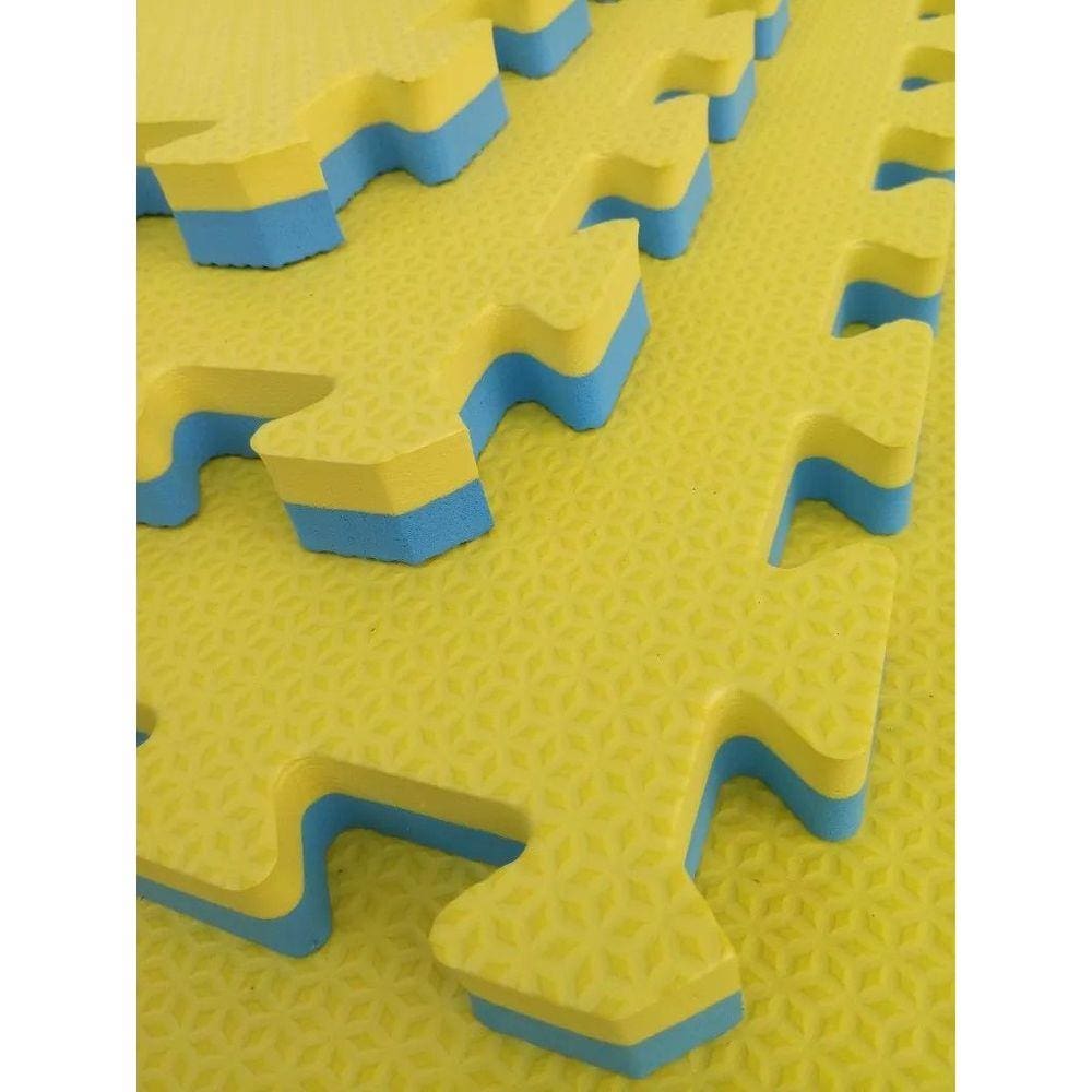 Kit com 10 Tatames Dupla Face Azul com Amarelo 50x50x2cm